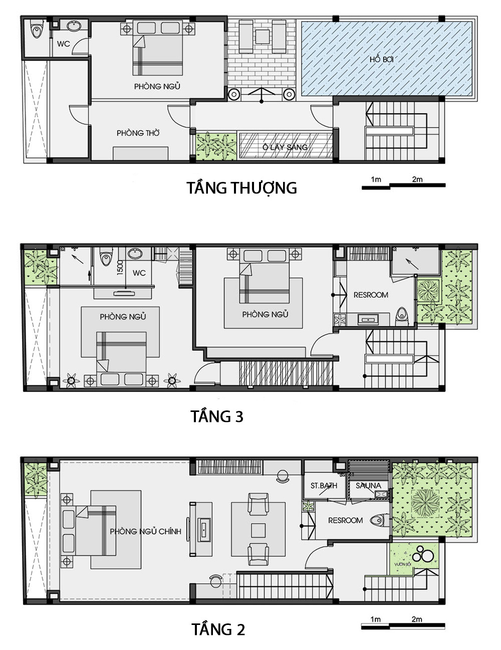 Thiết kế nhà ống 76 m2 độc đáo với hồ bơi trên sân thượng - Obi.vn (13)