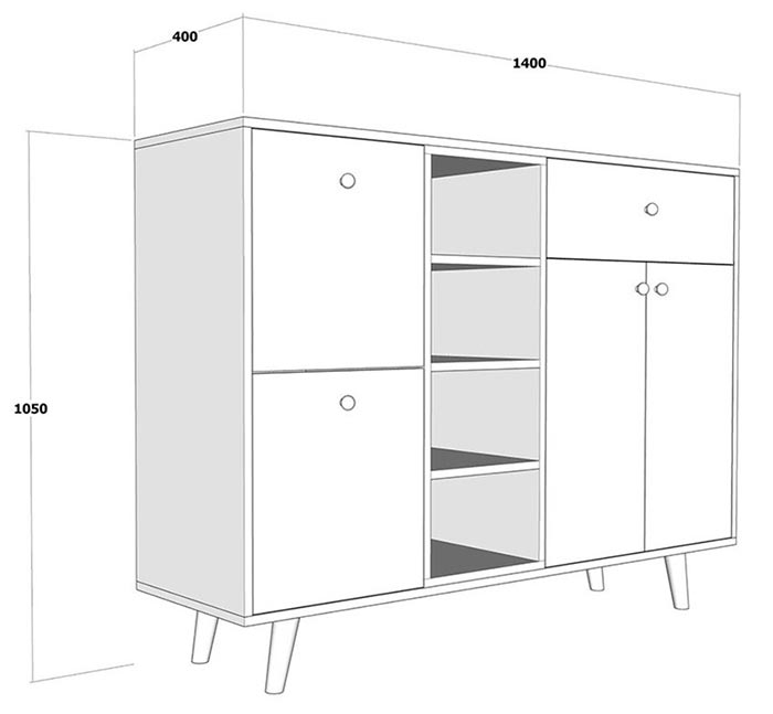 bản vẽ kích thước tủ giày 2